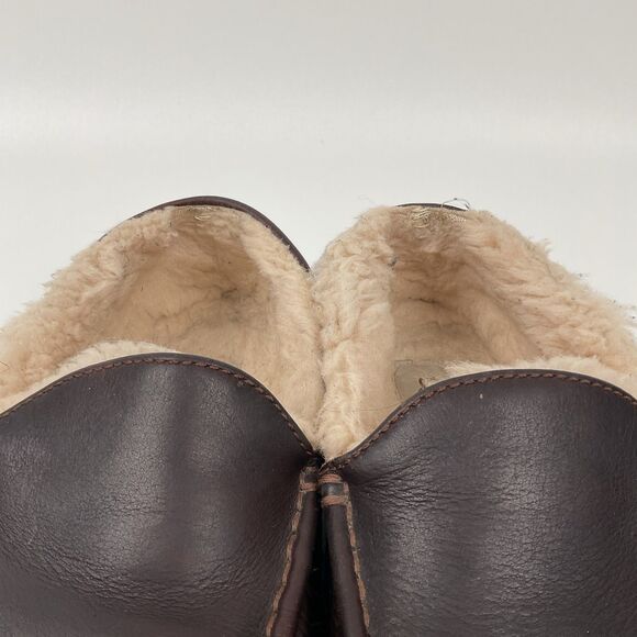 Ugg Ascot Men’s 9 Leather Shearling‎ Lined Moccasin Slippers Brown main image 7